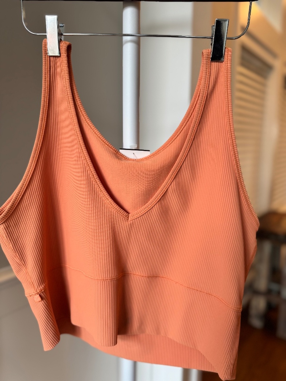 Lululemon Ribbed Longline V-Neck Bra Peach Coral 6/8